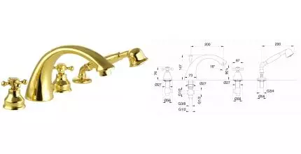 Смеситель на борт ванны «Migliore» Lady 18850 золото Смеситель на борт ванны «Migliore» Lady 18850 золото