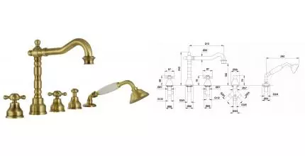 Смеситель на борт ванны «Migliore» Revival 19485 бронза