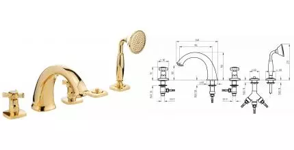 Смеситель на борт ванны «Migliore» Korona 28503 золото Смеситель на борт ванны «Migliore» Korona 28503 золото