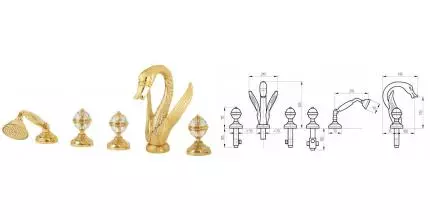 Смеситель на борт ванны «Migliore» Luxor 24243 золото Смеситель на борт ванны «Migliore» Luxor 24243 золото