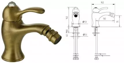 Смеситель для биде «Migliore» Lem Swarovski 18873 бронза