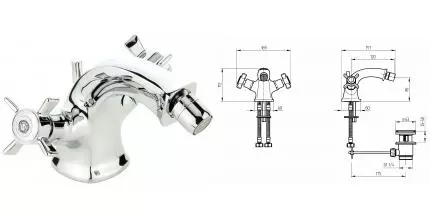 Смеситель для биде «Migliore» Korona 28490 с донным клапаном хром