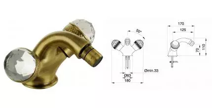 Смеситель для биде «Migliore» Axo Swarovski 18474 бронза Смеситель для биде «Migliore» Axo Swarovski 18474 бронза