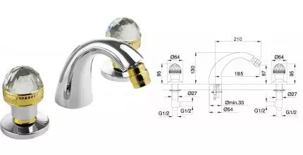 Смеситель для биде «Migliore» Axo Swarovski 18493 хром/золото Смеситель для биде «Migliore» Axo Swarovski 18493 хром/золото