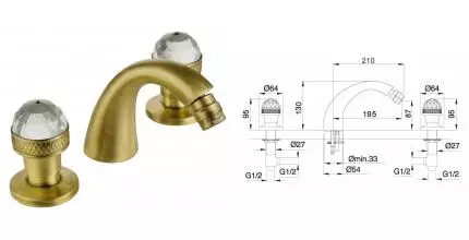 Смеситель для биде «Migliore» Axo Swarovski 18475 бронза Смеситель для биде «Migliore» Axo Swarovski 18475 бронза