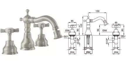 Смеситель для биде «Migliore» Princeton 19364 состаренный хром