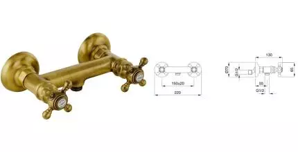 ARCADIA См-ль д/душа внешний, выход M1/2", бронза 18380 · Arcadia, Migliore, 18380