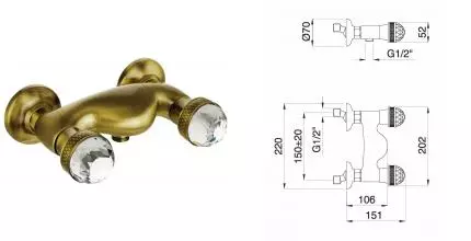 Смеситель для душа «Migliore» Axo Swarovski 18479 бронза Смеситель для душа «Migliore» Axo Swarovski 18479 бронза
