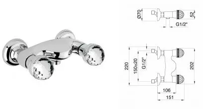 Смеситель для душа «Migliore» Axo Swarovski 18488 хром Смеситель для душа «Migliore» Axo Swarovski 18488 хром