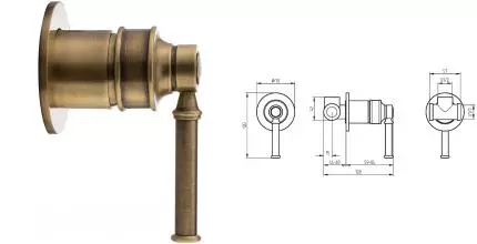 ERMITAGE MINI См-ль скрытого монтажа монокомандный, ручка латунь, бронза 31429 31429 · Ermitage Mini, Migliore, 31429