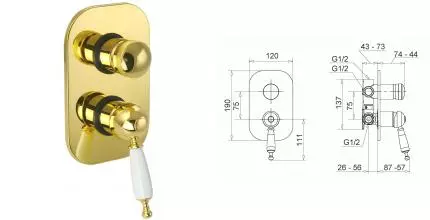 Смеситель для душа «Migliore» Oxford 19176 золото
