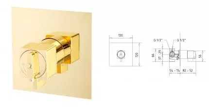 KVANT GOLD См-ль скрытого монтажа моноком., термостат., золото 25404 · Kvant Gold, Migliore, 25404