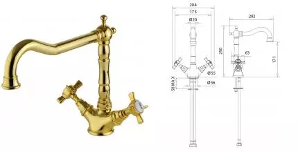 Смеситель для кухонной мойки «Migliore» Princeton 18279 золото