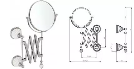 Косметическое зеркало «Migliore» Olivia 17552 на стену хром/белое с декором платина
