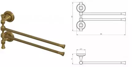 Полотенцедержатель двойной поворотный «Migliore» Fortuna 27674 на стену бронза