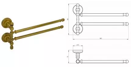 Полотенцедержатель двойной поворотный «Migliore» Mirella 17184 на стену бронза