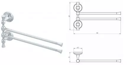 Полотенцедержатель двойной поворотный «Migliore» Fortuna 27673 на стену хром