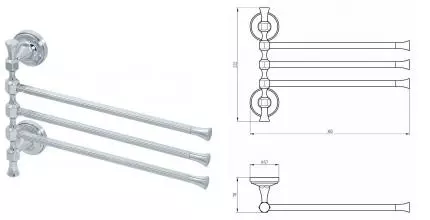 Тройной поворотный полотенцедержатель «Migliore» Fortuna 27676 на стену хром