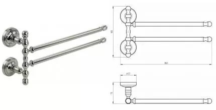 Полотенцедержатель двойной поворотный «Migliore» Mirella 17254 на стену хром