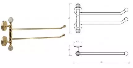 Полотенцедержатель двойной поворотный «Migliore» Amerida 16607 на стену золото