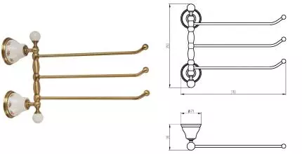 Тройной поворотный полотенцедержатель «Migliore» Provance 17635 на стену бронза