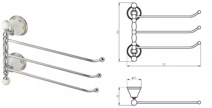Тройной поворотный полотенцедержатель «Migliore» Provance 17670 на стену хром
