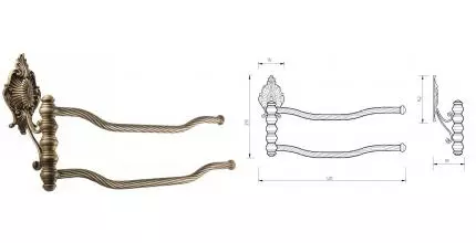 Полотенцедержатель двойной поворотный «Migliore» Elisabetta 17005 на стену бронза Полотенцедержатель двойной поворотный «Migliore» Elisabetta 17005 на стену бронза