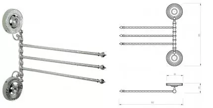 Тройной поворотный полотенцедержатель «Migliore» Montecarlo 31784 на стену хром