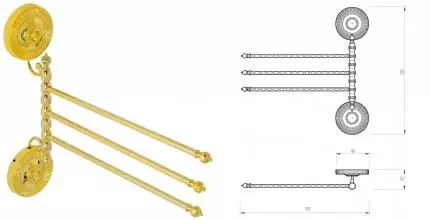 Тройной поворотный полотенцедержатель «Migliore» Montecarlo 31787 на стену золото