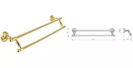 Полотенцедержатель двойной «Migliore» Mirella 17335 на стену золото
