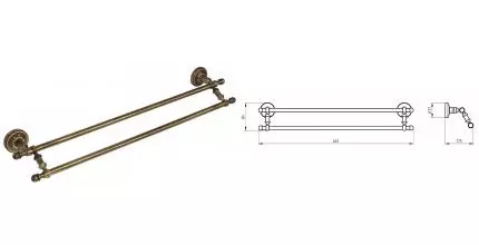 Полотенцедержатель двойной «Migliore» Mirella 17185 на стену бронза