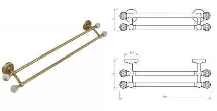 Полотенцедержатель двойной «Migliore» Amerida 16569 на стену бронза