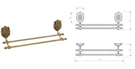 Полотенцедержатель двойной «Migliore» Cleopatra 16644 на стену бронза
