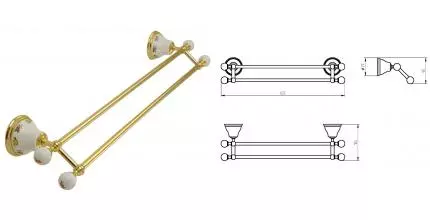 Полотенцедержатель двойной «Migliore» Provance 17703 на стену золото