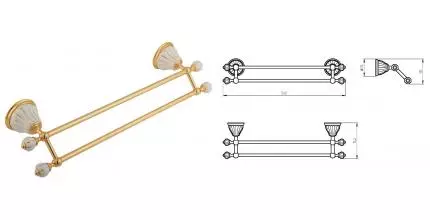 Полотенцедержатель двойной «Migliore» Olivia 17532 на стену золото/белый с декором золото Полотенцедержатель двойной «Migliore» Olivia 17532 на стену золото/белый с декором золото