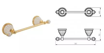 Полотенцедержатель «Migliore» Olivia 17530 на стену золото/белый с декором золото Полотенцедержатель «Migliore» Olivia 17530 на стену золото/белый с декором золото