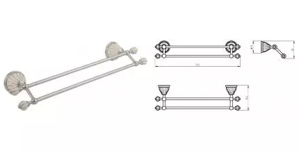 Полотенцедержатель двойной «Migliore» Olivia 17563 на стену хром/белый с декором платина Полотенцедержатель двойной «Migliore» Olivia 17563 на стену хром/белый с декором платина