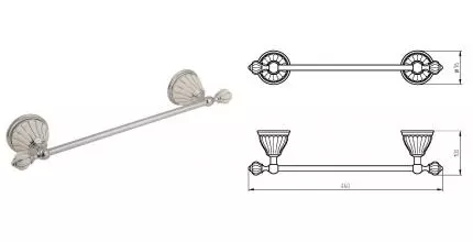 Полотенцедержатель «Migliore» Olivia 17562 на стену хром/белый с декором платина Полотенцедержатель «Migliore» Olivia 17562 на стену хром/белый с декором платина