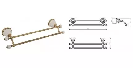 Полотенцедержатель двойной «Migliore» Olivia 17439 на стену бронза/белый Полотенцедержатель двойной «Migliore» Olivia 17439 на стену бронза/белый