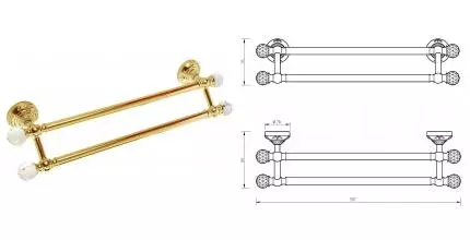 Полотенцедержатель двойной «Migliore» Cristalia 16844 на стену золото Полотенцедержатель двойной «Migliore» Cristalia 16844 на стену золото
