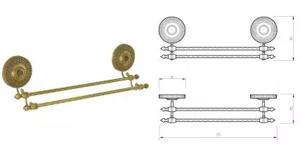 Полотенцедержатель двойной «Migliore» Montecarlo 31782 на стену бронза
