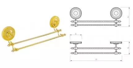 Полотенцедержатель двойной «Migliore» Montecarlo 31783 на стену золото
