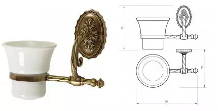 Стакан для зубных щёток «Migliore» Edera 16904 на стену бронза Стакан для зубных щёток «Migliore» Edera 16904 на стену бронза