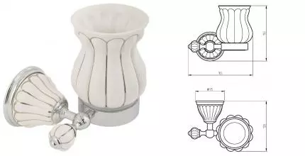 Стакан для зубных щёток «Migliore» Olivia 17568 на стену хром/белый с декором платина Стакан для зубных щёток «Migliore» Olivia 17568 на стену хром/белый с декором платина