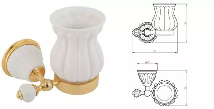 Стакан для зубных щёток «Migliore» Olivia 17475 на стену золото/белый Стакан для зубных щёток «Migliore» Olivia 17475 на стену золото/белый