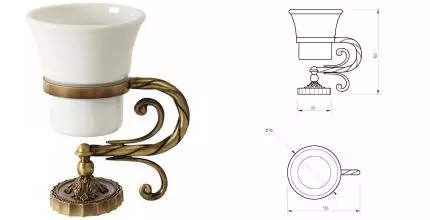 Стакан для зубных щёток «Migliore» Edera 16905 на стол бронза