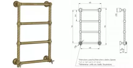 Электрический полотенцесушитель «Migliore» Edera 20293 49/79 бронза правый