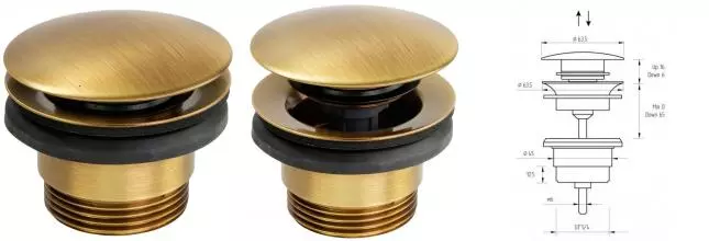 Донный клапан для раковины «Migliore» Ricambi 31773-BR универсальный с механизмом Клик-Клак бронза