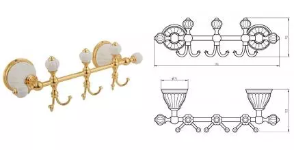 Планка с крючками «Migliore» Olivia 17463 на стену золото/белая Планка с крючками «Migliore» Olivia 17463 на стену золото/белая