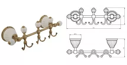 Планка с крючками «Migliore» Olivia 17432 на стену бронза/белая Планка с крючками «Migliore» Olivia 17432 на стену бронза/белая